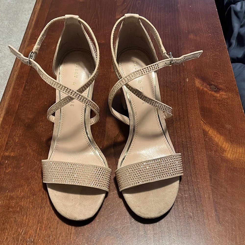 Nude sparkle heels